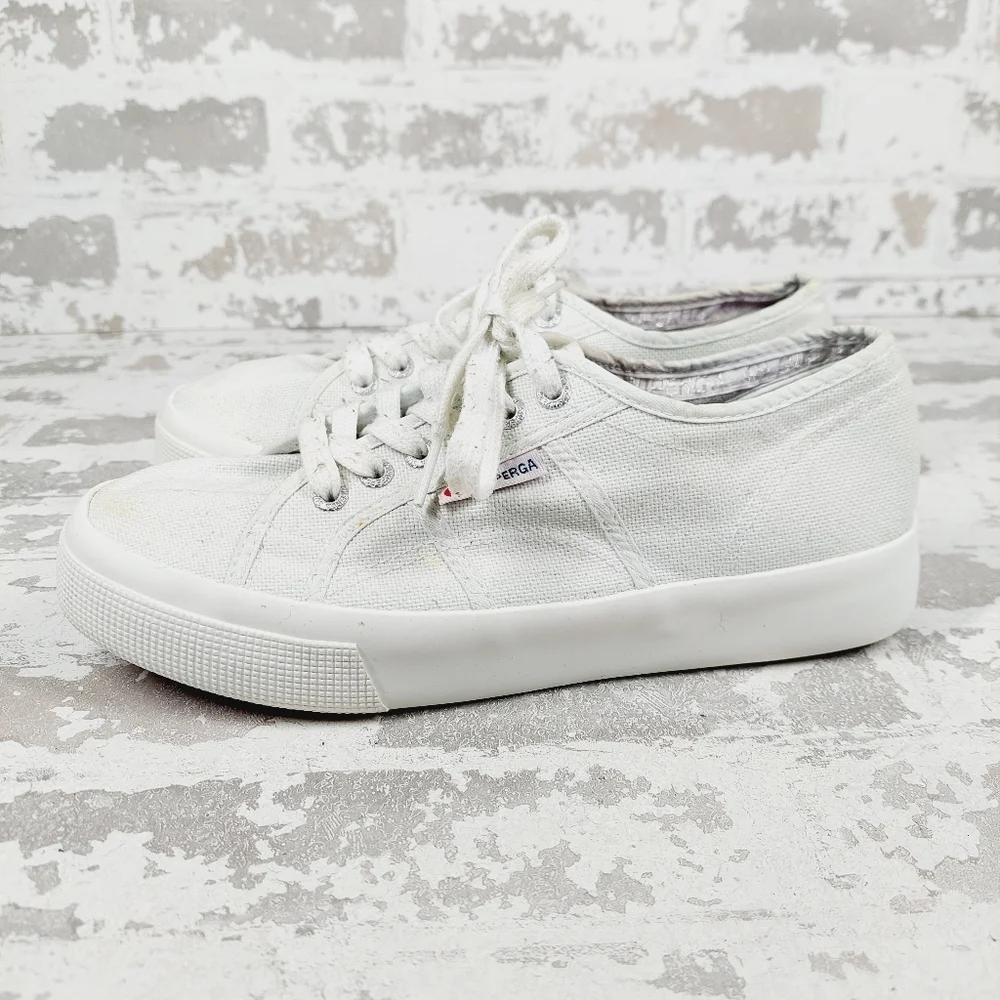 Superga Cotu White Athleisure Running Slip On Lace Up Classic Sneakers i10